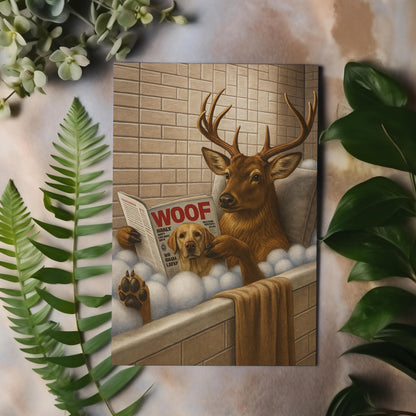 Rustic Deer Bathroom Canvas – Hilarious Hunting Cabin Decor for Men & Outdoorsmen