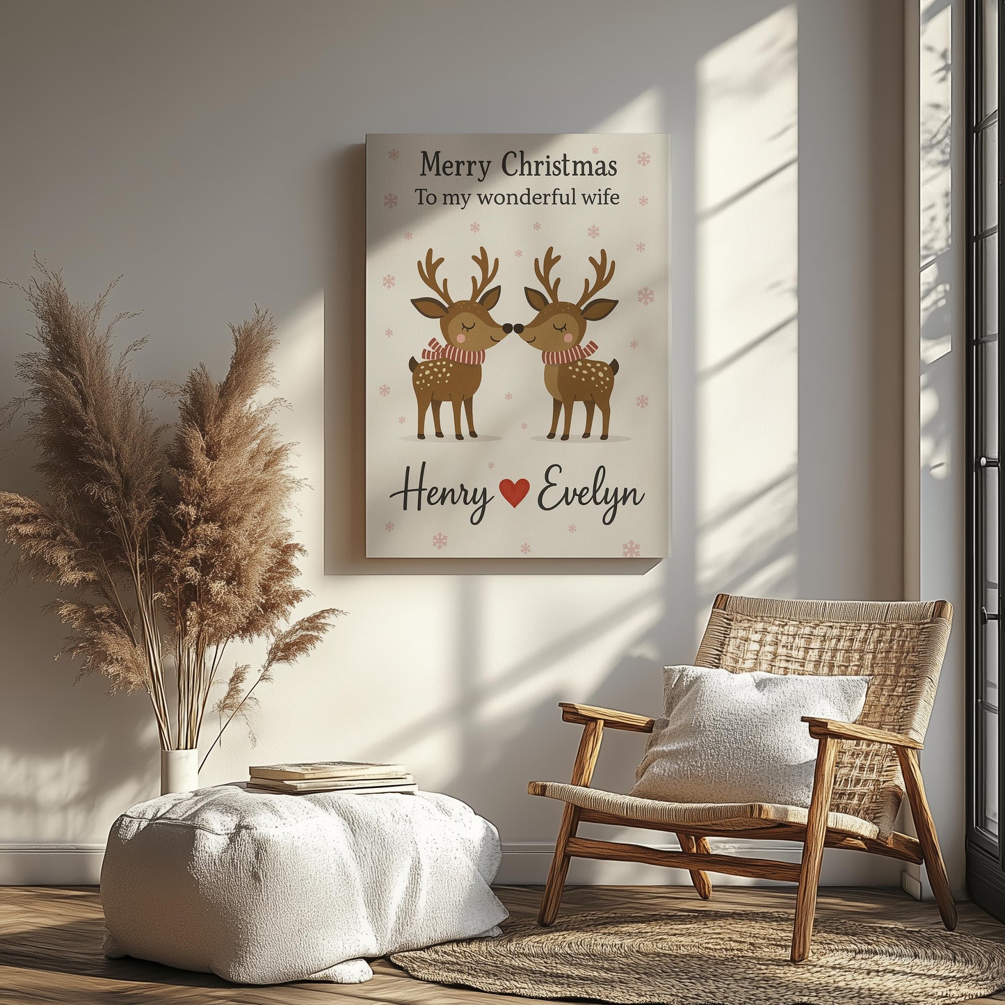 Merry Christmas Deer Couple Canvas – Cute Rustic Gift for Hunting Couples, Cabin Lovers &
