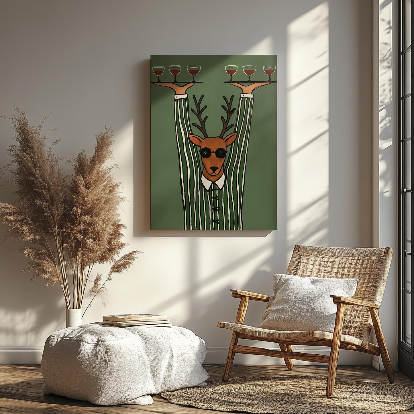 Deer Hunting Retro Bar Decor Wall Art Canvas