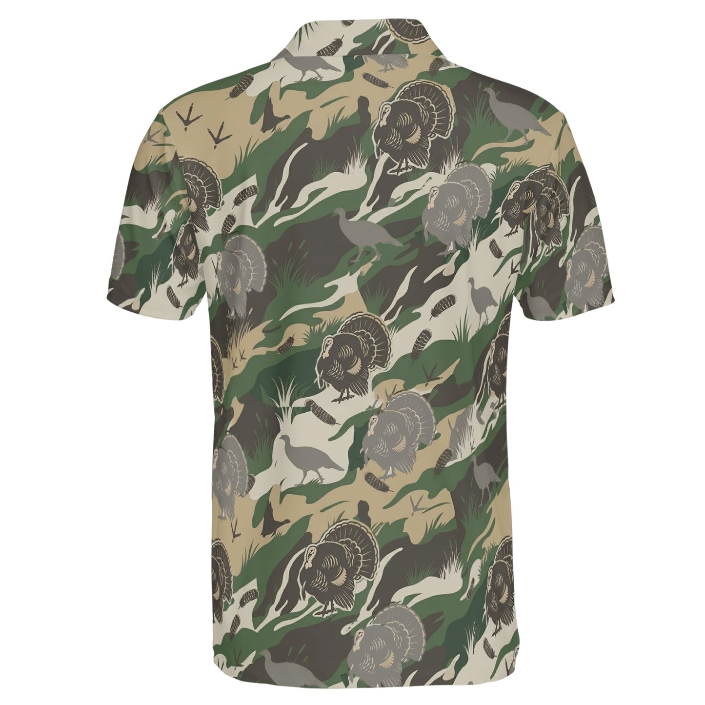 Outdoor Turkey Hunting Camo Print Graphic Polo Shirt