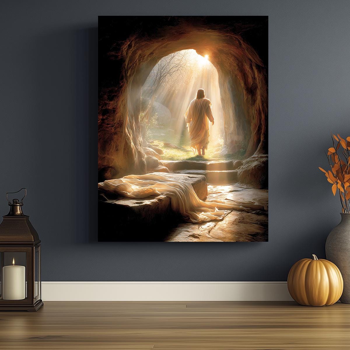 Risen Jesus Canvas Print, Empty Tomb, Christian Easter Artwork