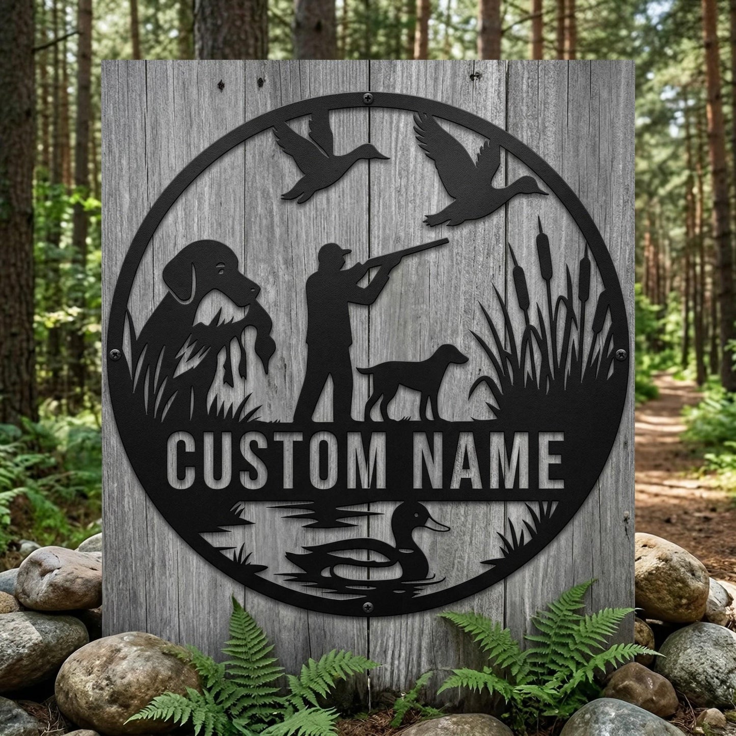 Custom Duck Hunting Metal Sign-Personalized Waterfowl Hunter Wall Art