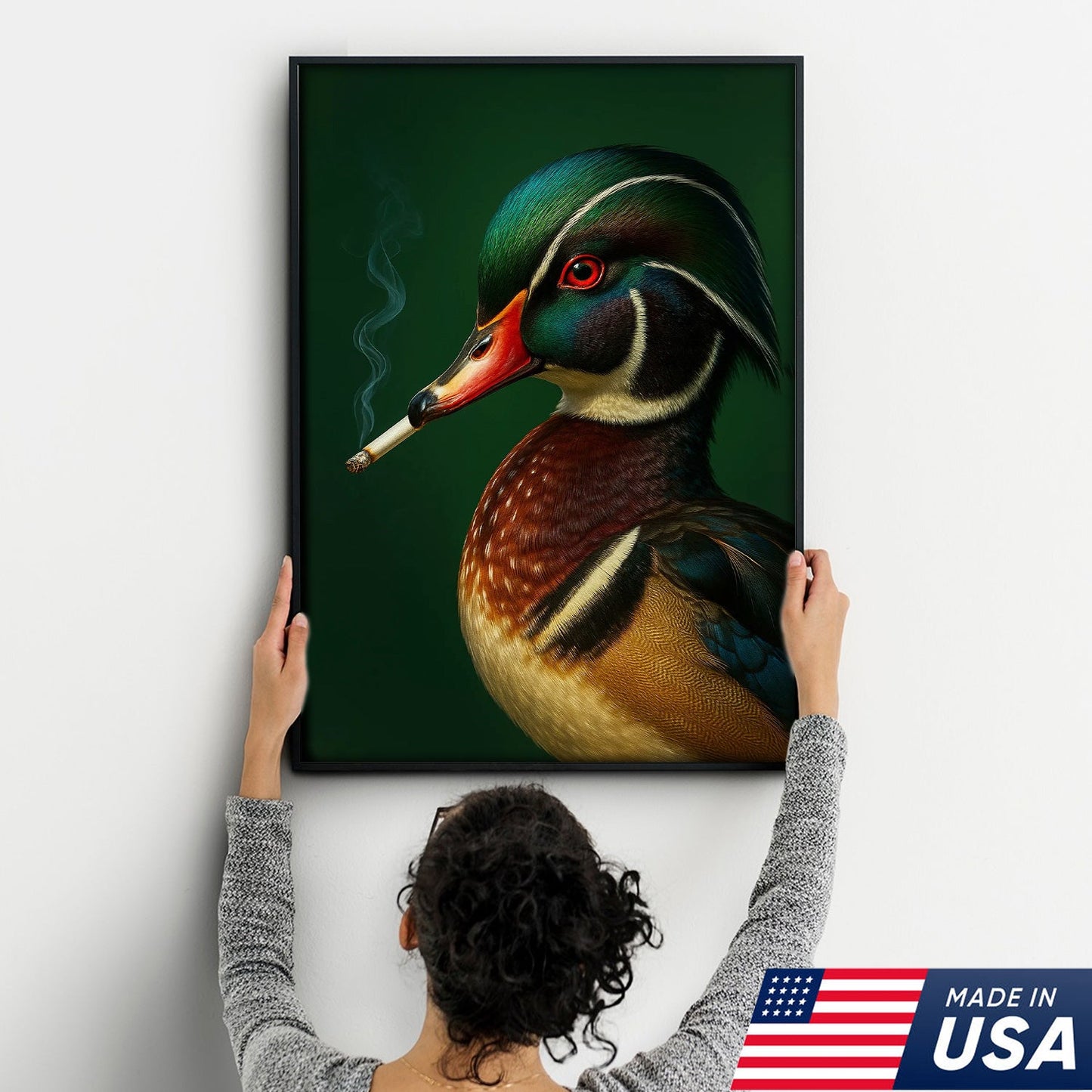 Wood Duck Wall Art Canvas - Vibrant Wildlife Cabin Decor - Unique Hunting Lodge Artwork