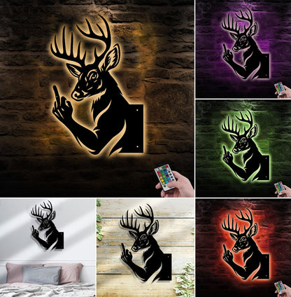 Funny Deer Hunting Metal Sign WITH LED/WITHOUT LED - Humorous Buck Yard Decor