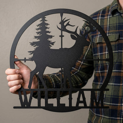 Personalized Deer metal sign Wall Art, Custom Hunting Gear Accessories for Man Cav