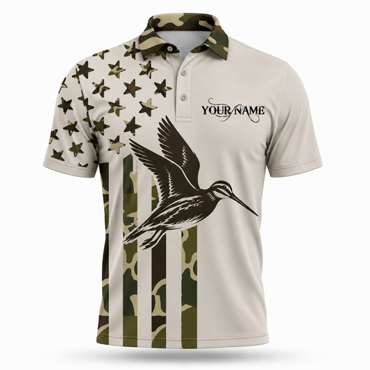 Custom Name Snipe Hunting Camouflage Duck Style Men Polo Shirt