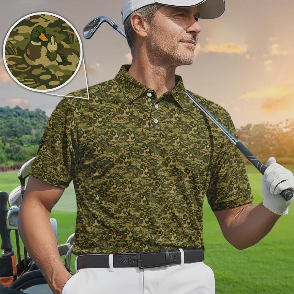 Mallard Duck Camo Pattern Golf Polo Shirt For Men