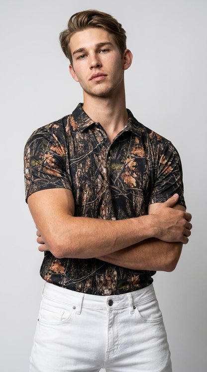 Real Tree Camouflage Polo Shirt for Men Women, Hunting Outdoor Shirt