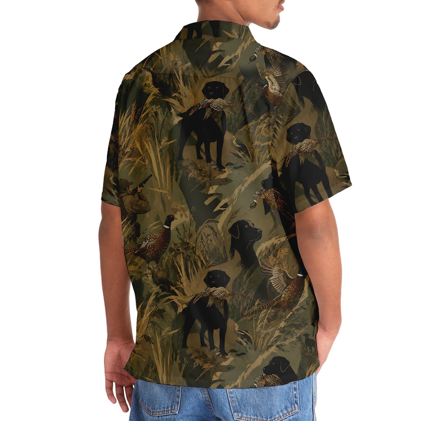 Wild Pheasant Retriever Camouflage Hawaiian Shirt