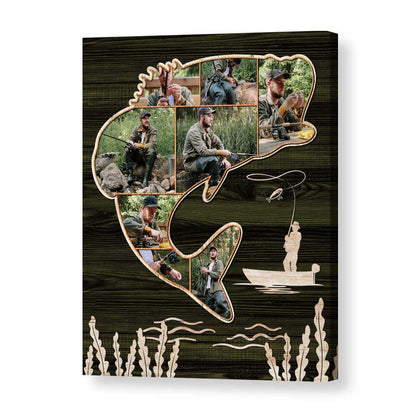 Personalized Fishing Photo Collage Canvas: Fishing Gifts For Men