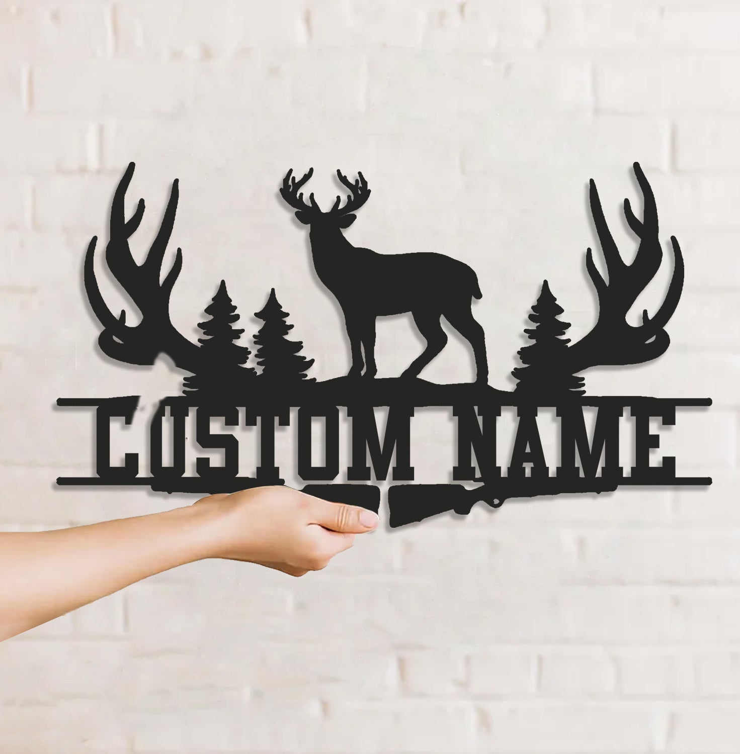 Personalized Deer Antler Metal Sign WITH LED/WITHOUT LED Light Custom Name Forest Wall Art