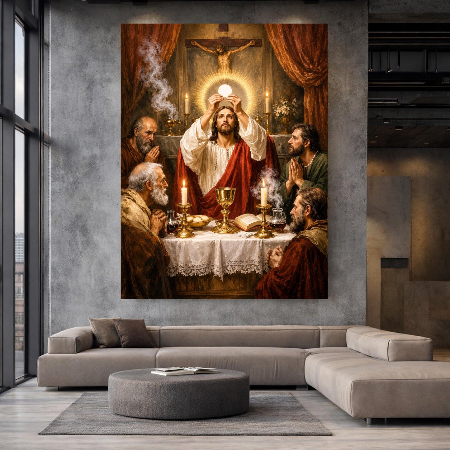 Last Supper Canvas Print, Jesus and Apostles Christian Wall Art, Vintage Biblical Painting