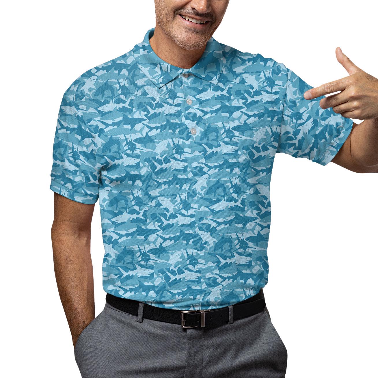 Shark Men's Polo Shirt Summer Beach Golf Style Fishing hunting Gift For men