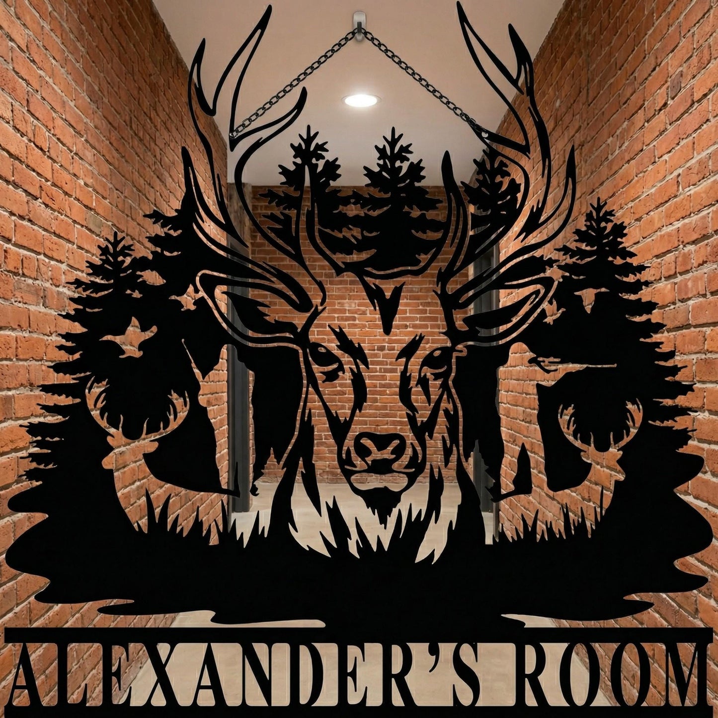 Personalized Deer Head Wall Decor, Majestic Buck Deer Wall Mount Metal Sign
