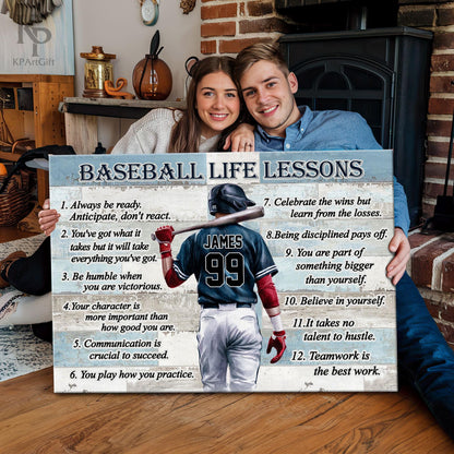 Baseball Life Lessons Custom Canvas - Personalized Motivational Sports Art for Players and Fans