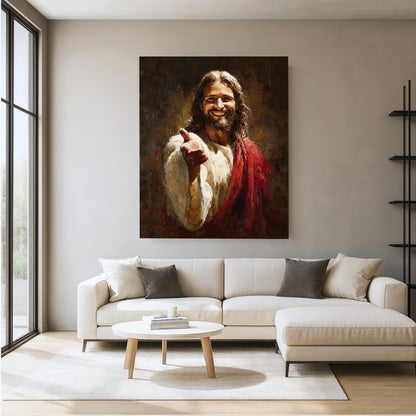 Jesus Smiling Canvas Wall Art Christian Home Decor Gallery Canvas or Poster Print