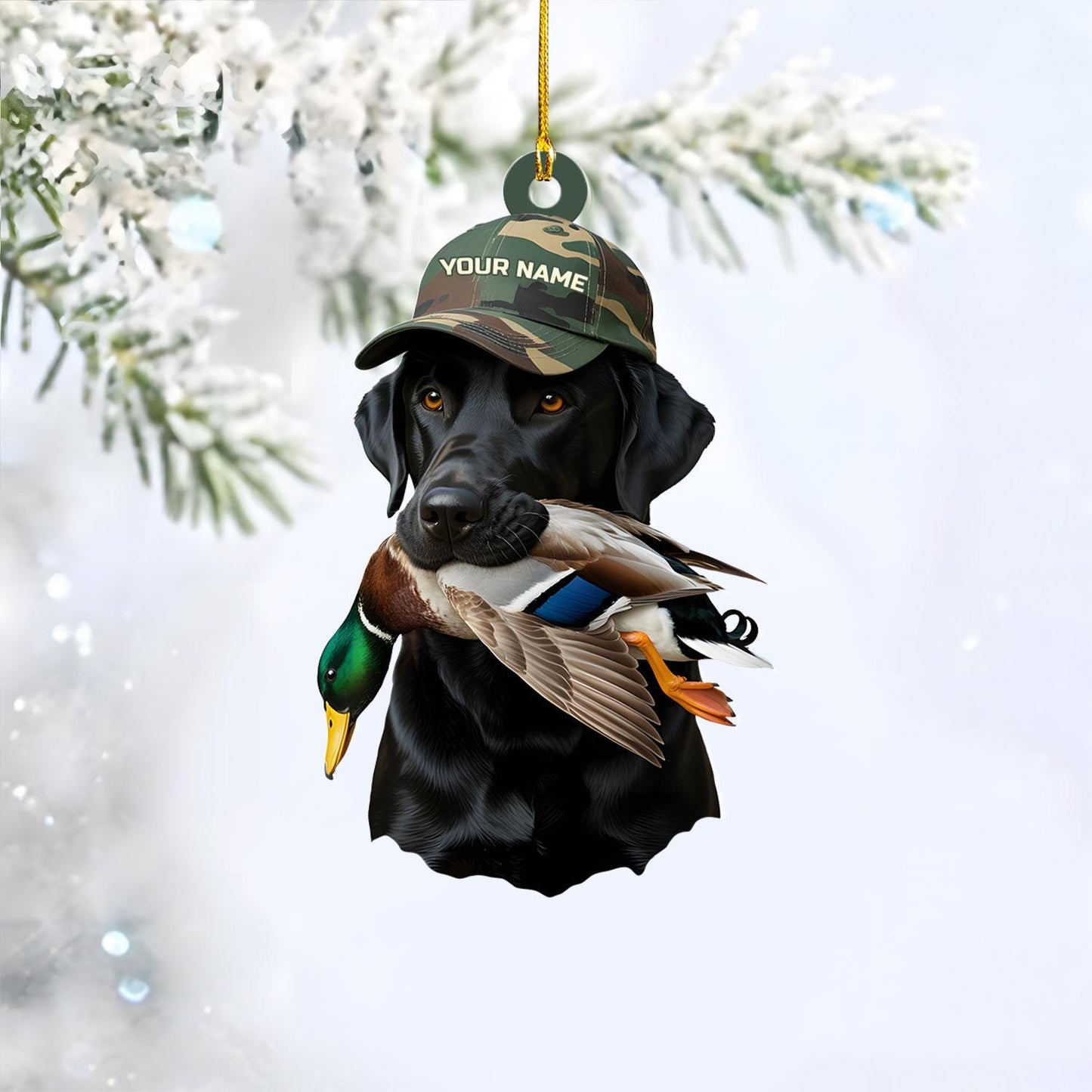 Custom Name Dog duck Christmas Tree Ornament