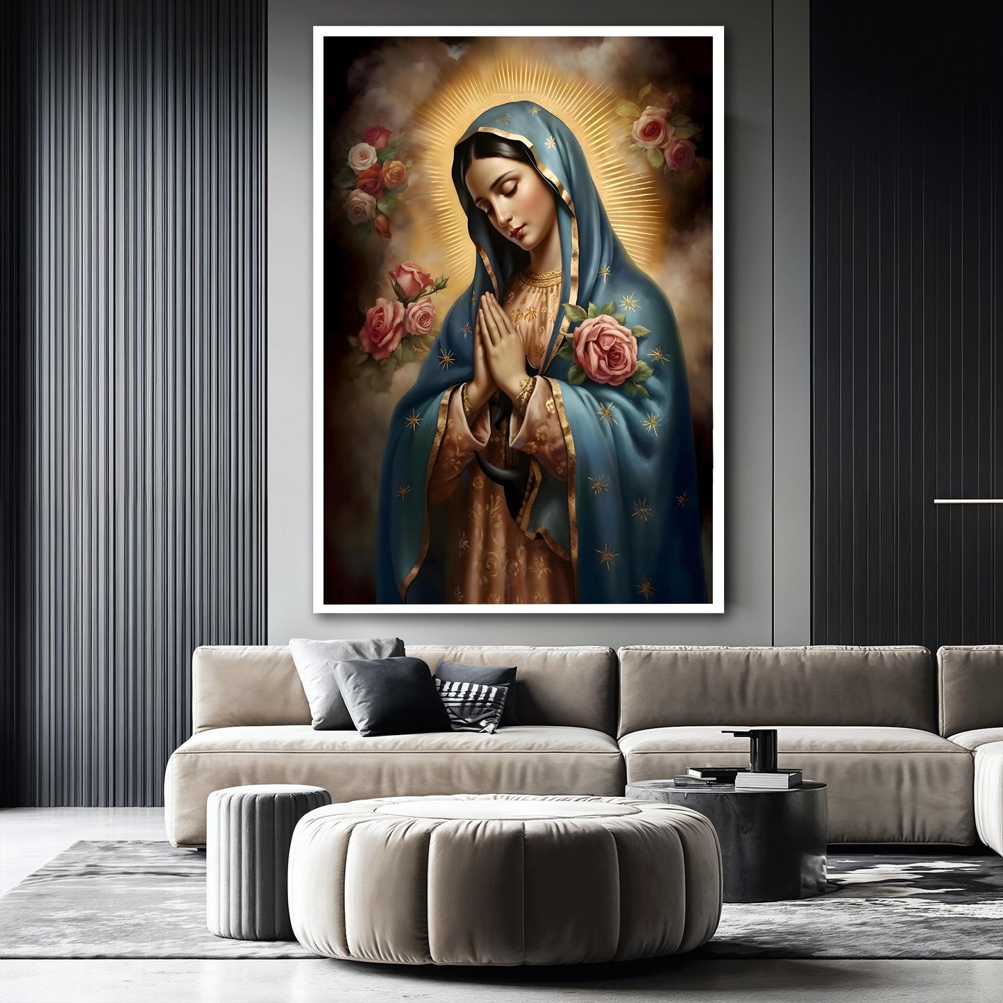 Virgin Mary Canvas Painting, Our Lady of Guadalupe Art, Religious Catholic Wall Decor