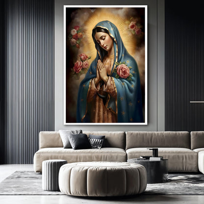 Virgin Mary Canvas Painting, Our Lady of Guadalupe Art, Religious Catholic Wall Decor