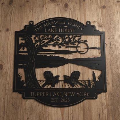 Personalized Lake House Metal Sign: Custom Outdoor Decor, Lake House Welcome Sign