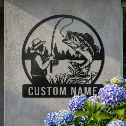 Personalized Fishing Metal Sign, Custom Last Name Sign, Bass Fishing Decor