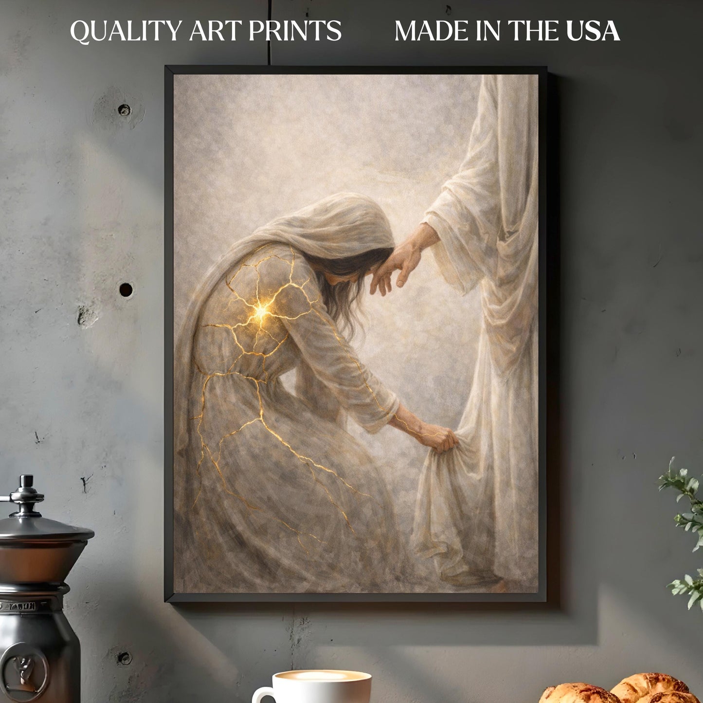 Kintsugi Faith Christian Canvas Art, Woman Healed by Faith Wall Art