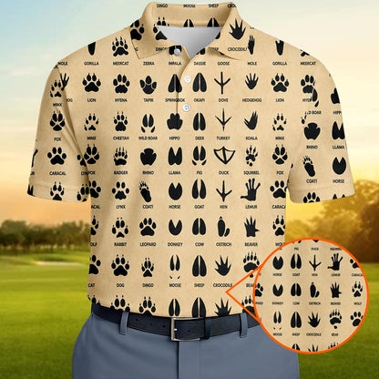 Animal Tracks Pattern Polo Shirt Wildlife Footprint Hunting shirt For men