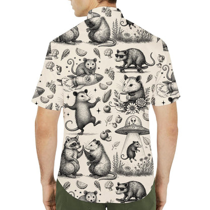 Funny Opossum Hawaiian Shirt Men Women Youth, Vintage UFO Coffee Possum Shirt