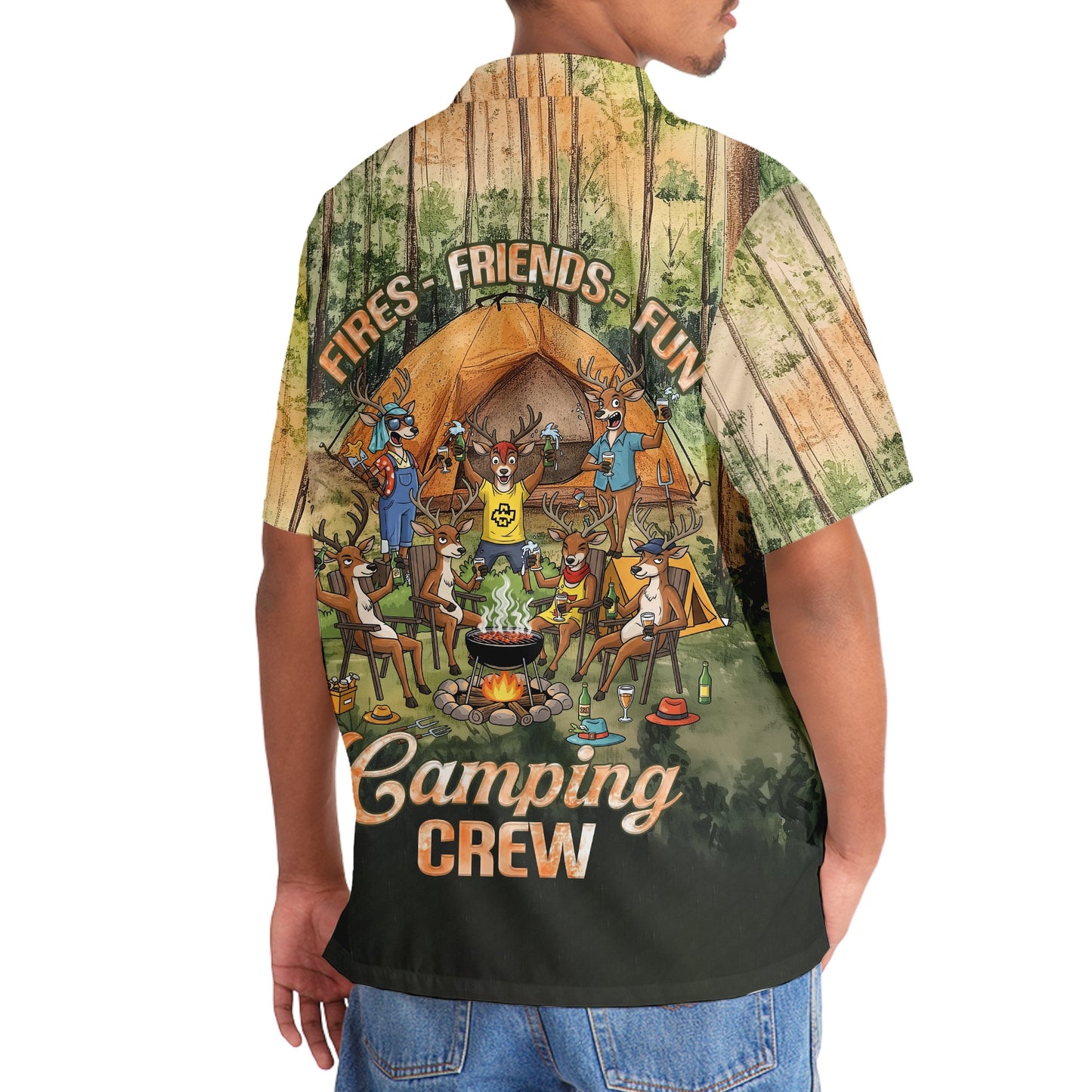Friends Fires Fun Camping Crew Deer Hawaiian Shirt