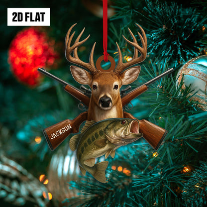 Personalized Hunting Flat Ornament, Custom Name Christmas Tree Ornament