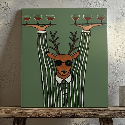 Deer Hunting Retro Bar Decor Wall Art Canvas