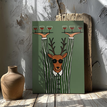 Deer Hunting Retro Bar Decor Wall Art Canvas