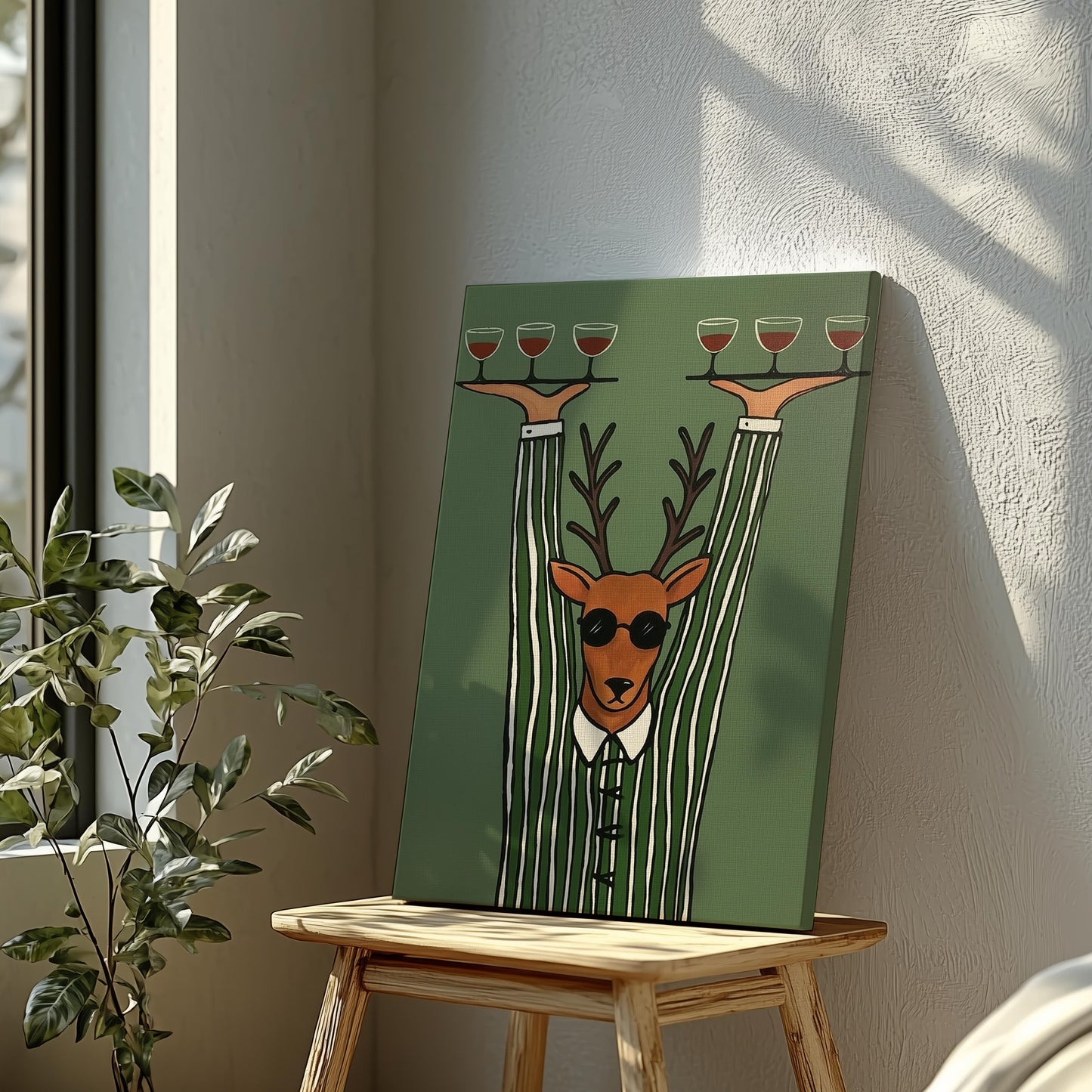 Deer Hunting Retro Bar Decor Wall Art Canvas