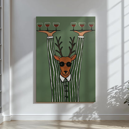 Deer Hunting Retro Bar Decor Wall Art Canvas