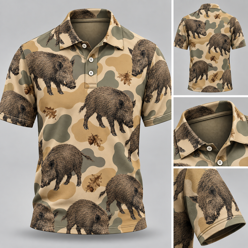 Feral Boar Camouflage Polo Shirt VCE1018