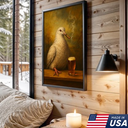 Funny Dove Smoking Cocktail Glasses Canvas Wall Art Hunter Gift