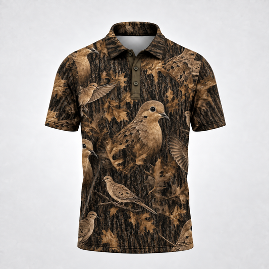 Vintage Wild Dove Art Camo Men Polo Shirt VCP1045
