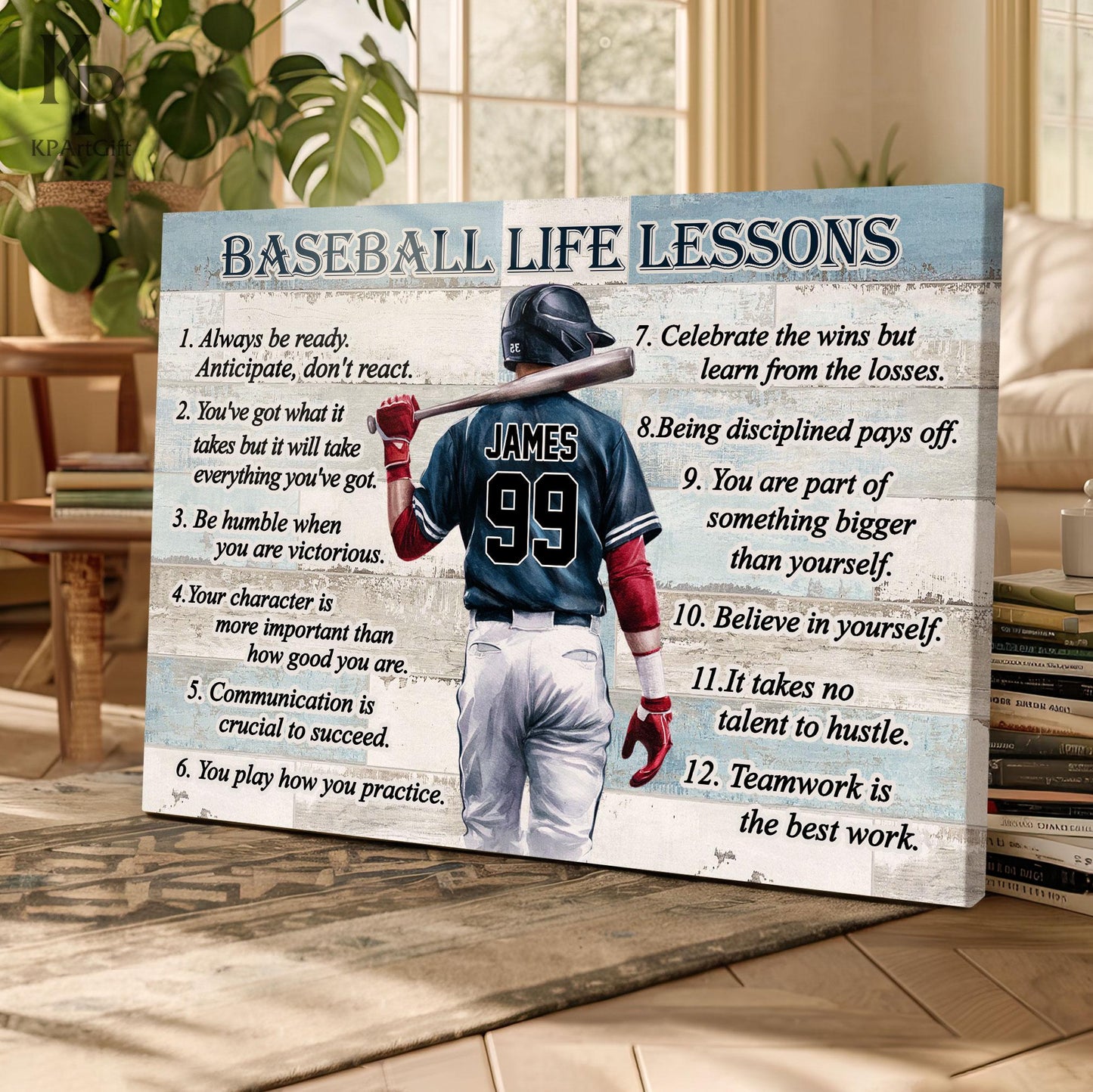 Softball Life Lessons Personalized Canvas, Custom Softball Poster Print Wall Art