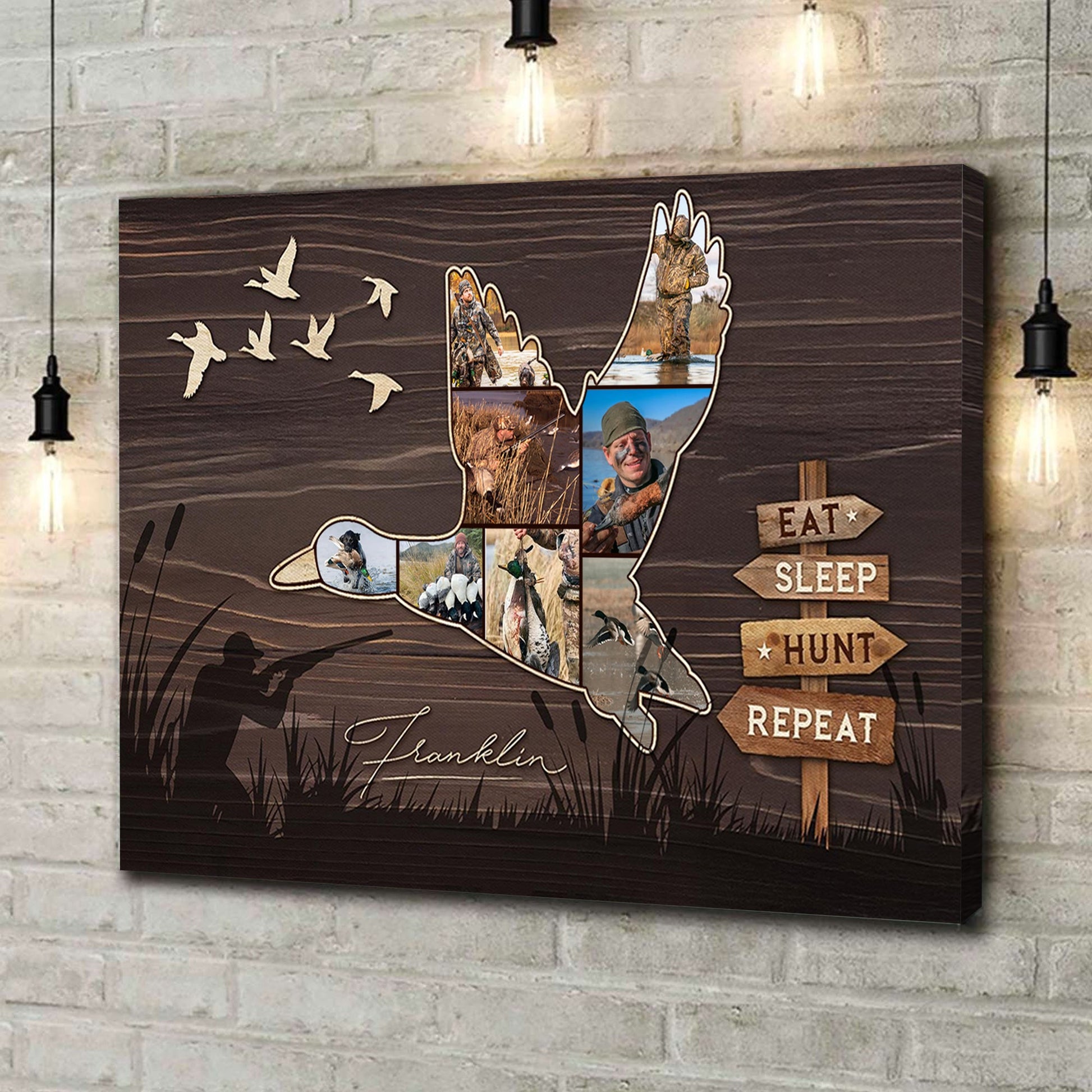 Custom Duck Hunting Photo Collage Canvas – Eat Sleep Hunt Repeat Wall Art