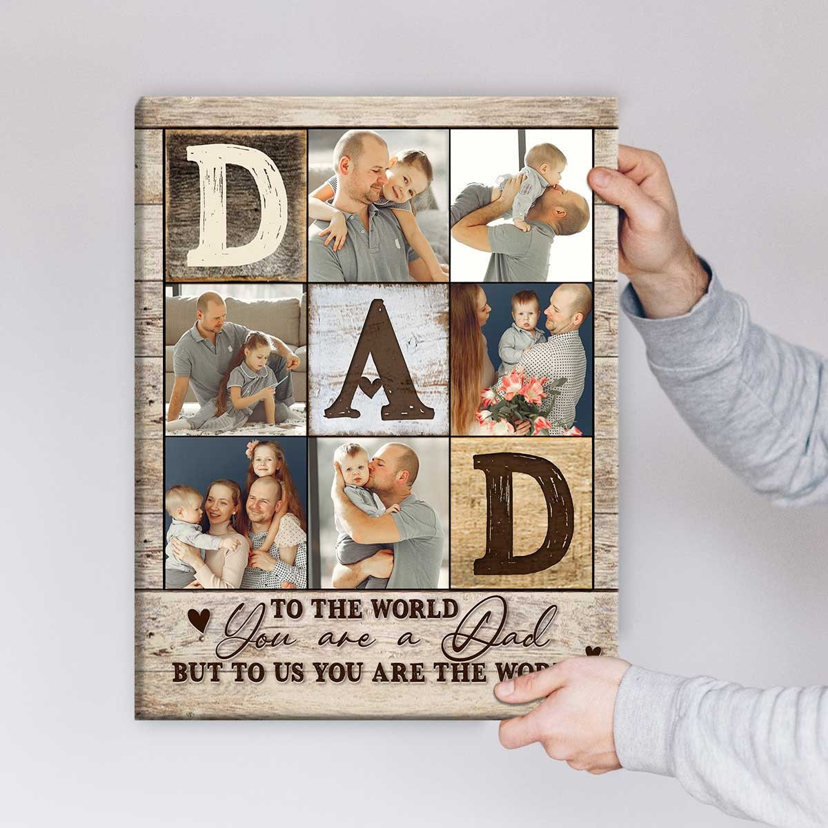 Personalized Dad Photo Collage Canvas Father’s Day Gift From Kids