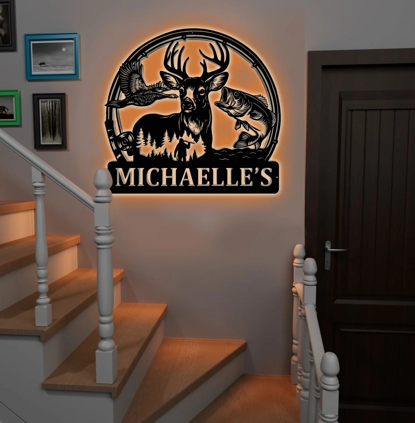 Personalized Hunting Metal Sign WITH LED/WITHOUT LED - Deer, Duck & Fish Wildlife Wall Art