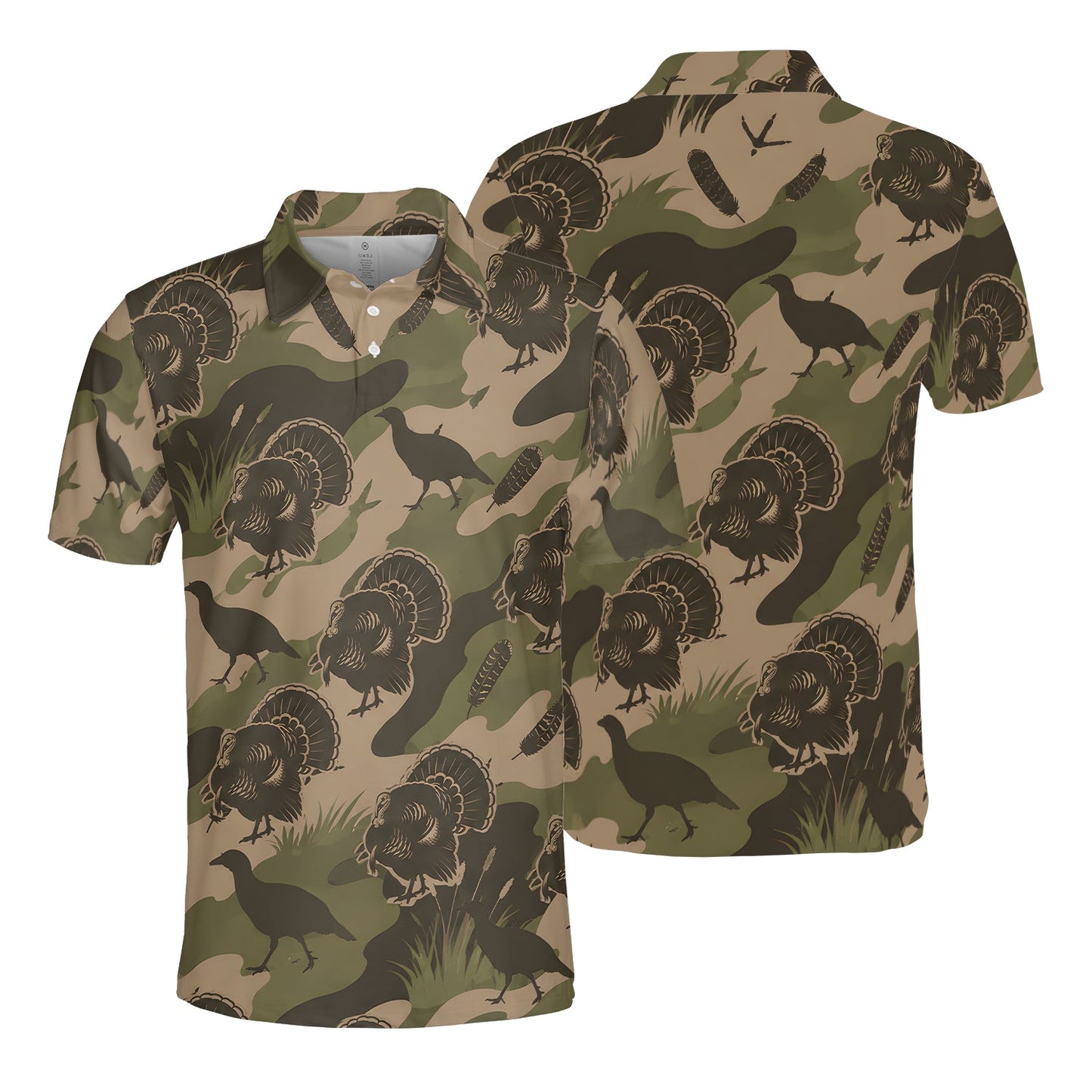 Vintage Camouflage Wild Turkey Hunting Polo For Men