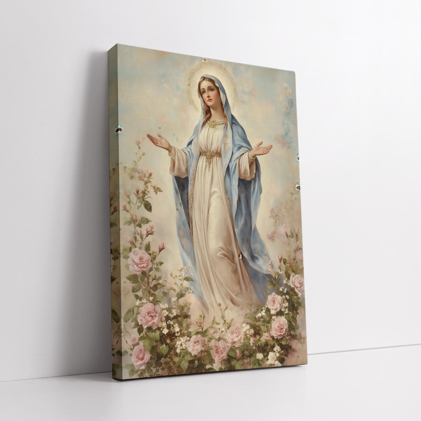 Blessed Virgin Mary Canvas Painting, Catholic Religious Wall Art