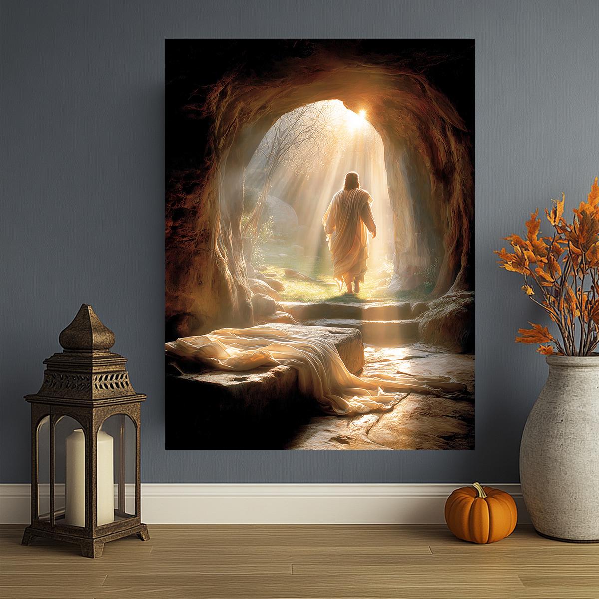 Risen Jesus Canvas Print, Empty Tomb, Christian Easter Artwork