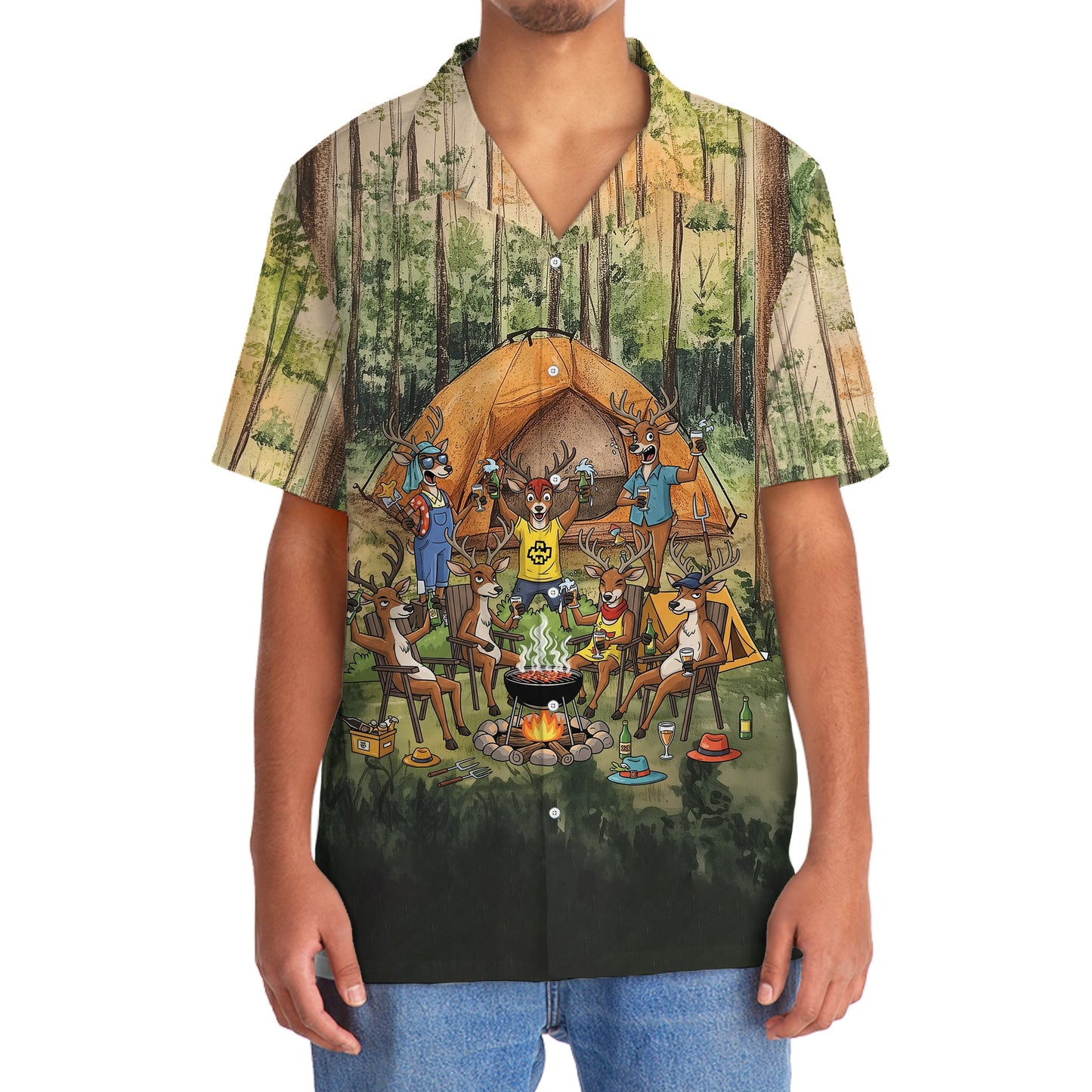 Friends Fires Fun Camping Crew Deer Hawaiian Shirt