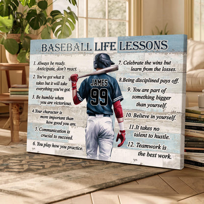 Baseball Life Lessons Custom Canvas - Personalized Motivational Sports Art for Players and Fans
