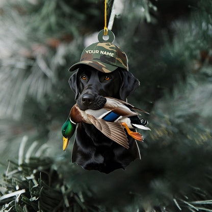 Custom Name Dog duck Christmas Tree Ornament