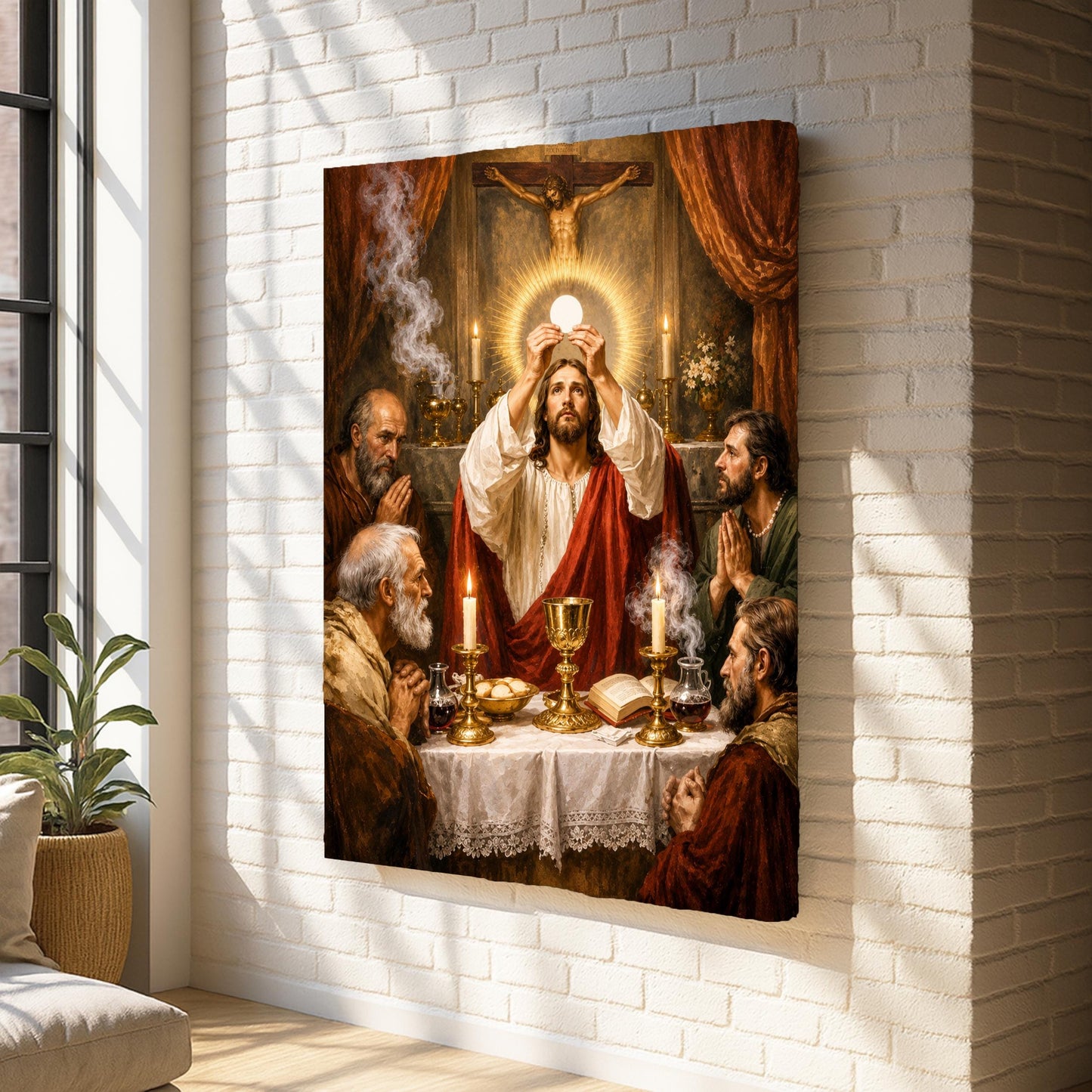 Last Supper Canvas Print, Jesus and Apostles Christian Wall Art, Vintage Biblical Painting