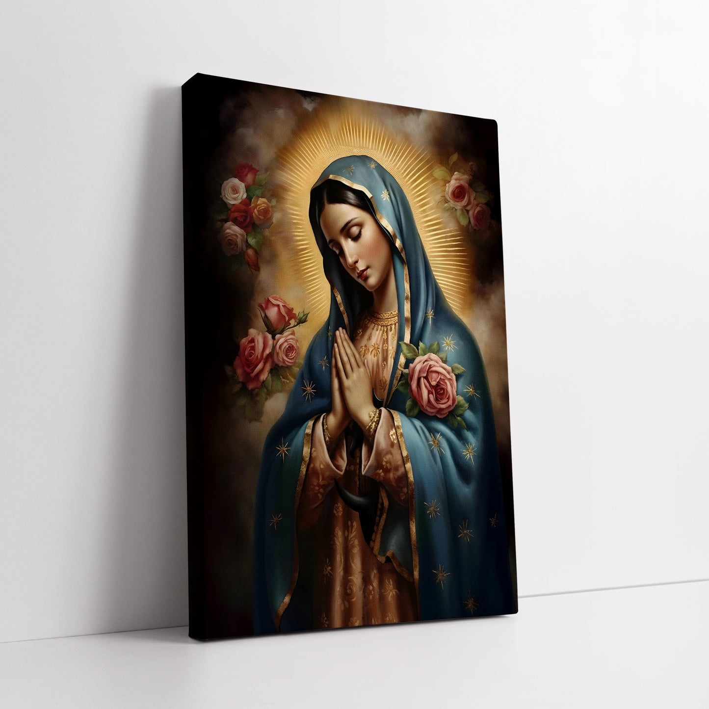 Virgin Mary Canvas Painting, Our Lady of Guadalupe Art, Religious Catholic Wall Decor