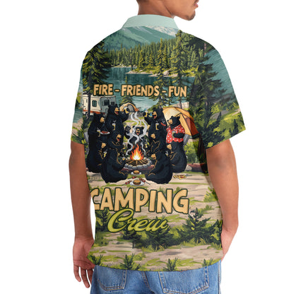 Friends Fires Fun Camping Crew Black Bear Hawaiian Shirt